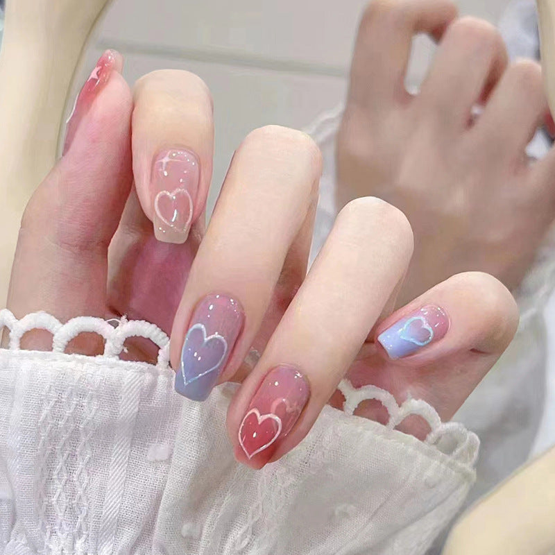 Nail 128 - Starry Hearts Press-On Nails(24 Pcs) - Free Nail Kit Included