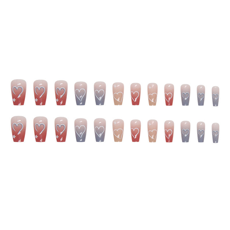Nail 128 - Starry Hearts Press-On Nails(24 Pcs) - Free Nail Kit Included