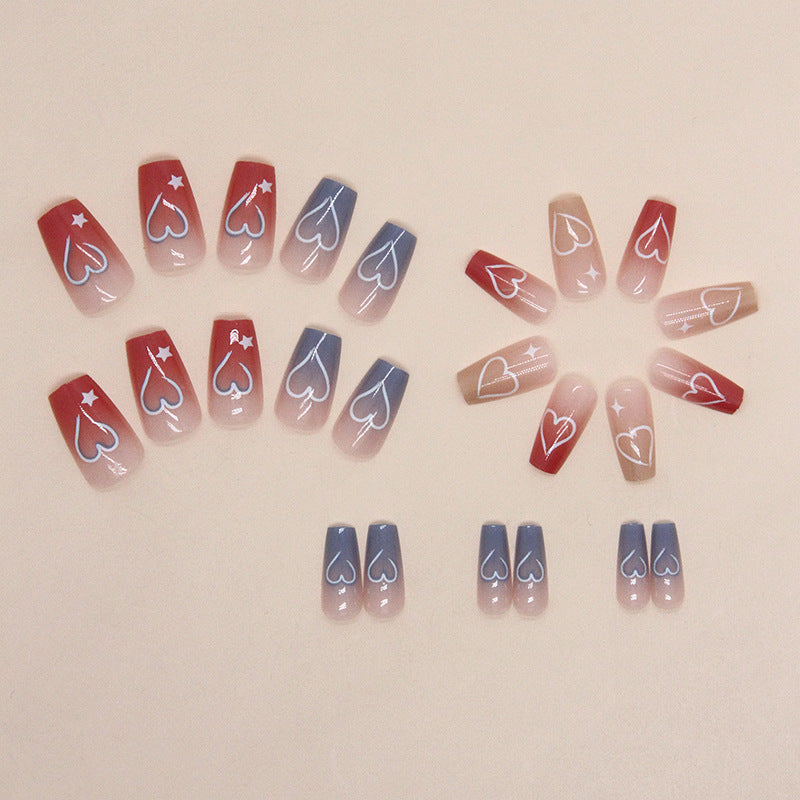 Nail 128 - Starry Hearts Press-On Nails(24 Pcs) - Free Nail Kit Included