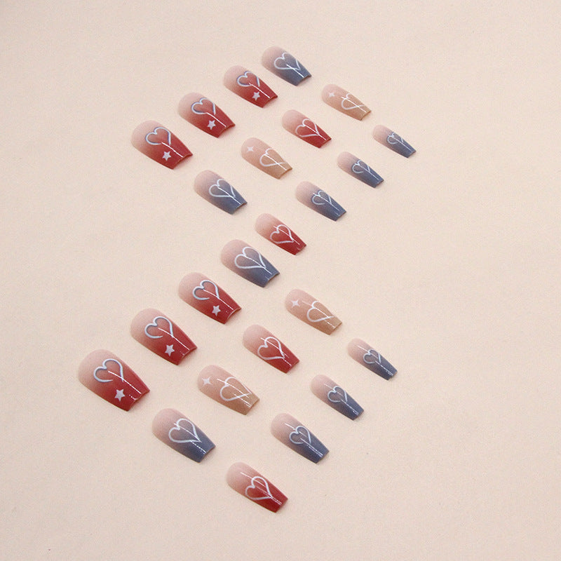 Nail 128 - Starry Hearts Press-On Nails(24 Pcs) - Free Nail Kit Included