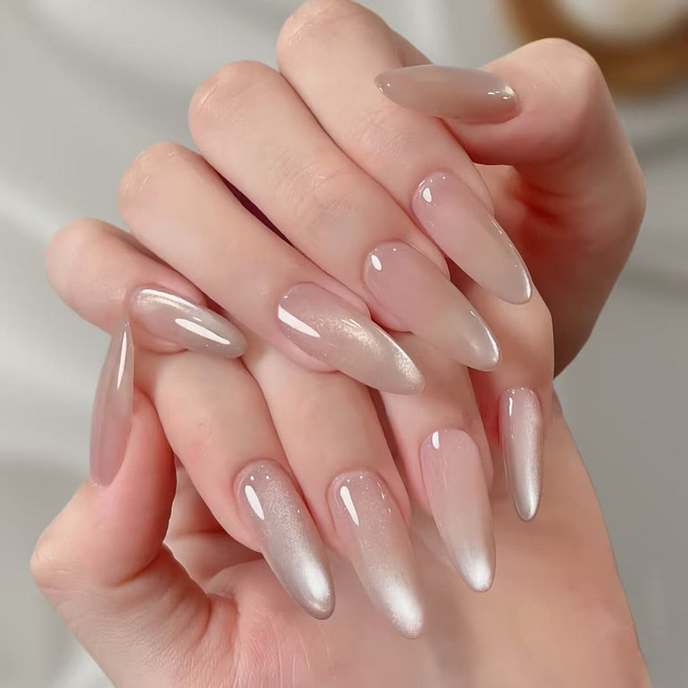 Nail 130 - Elegant Pearl Sheen Press-On Nails (30 Pcs) - Free Nail Kit Included