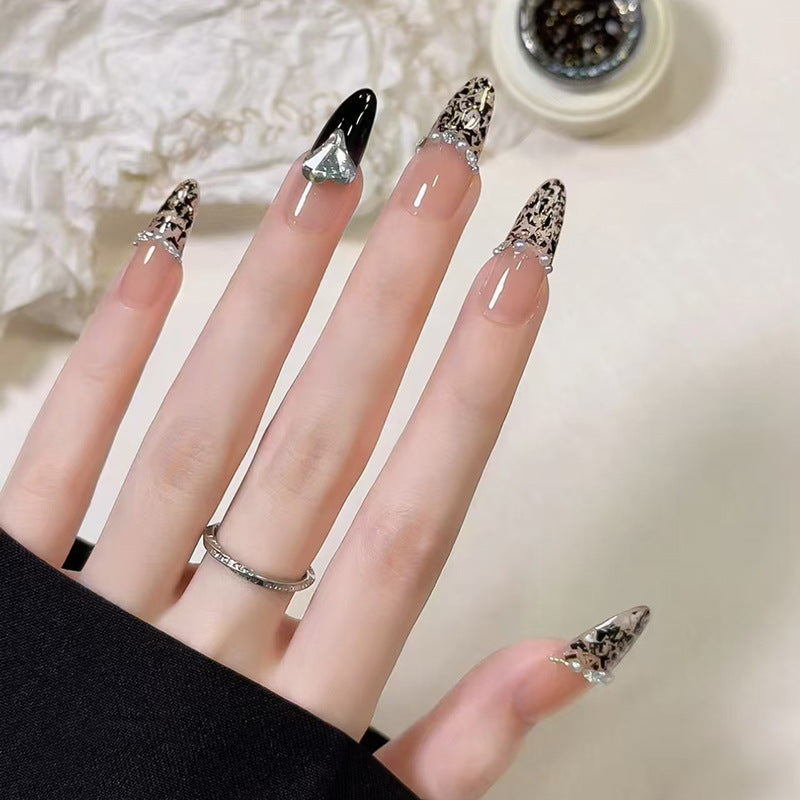 Nail 132 - Leopard Chrome Stiletto (24Pcs) - Free Nail Kit Included