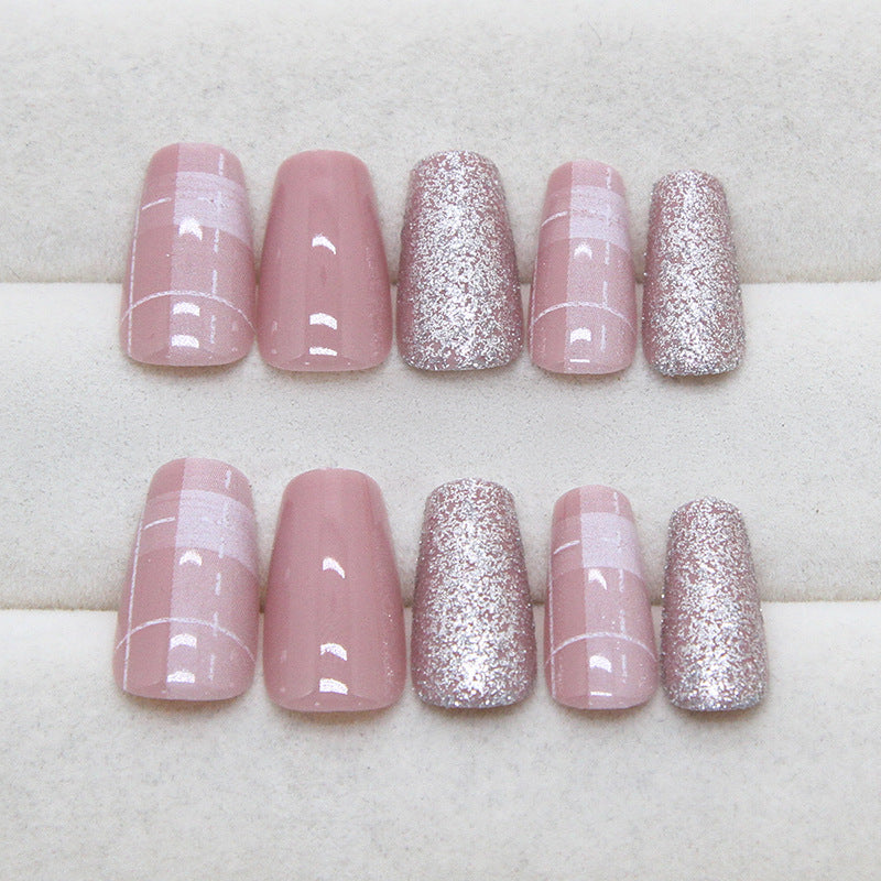 Nail 138 - Soft Blush Elegant Press-On Nails (24Pcs) - Free Nail Kit Included