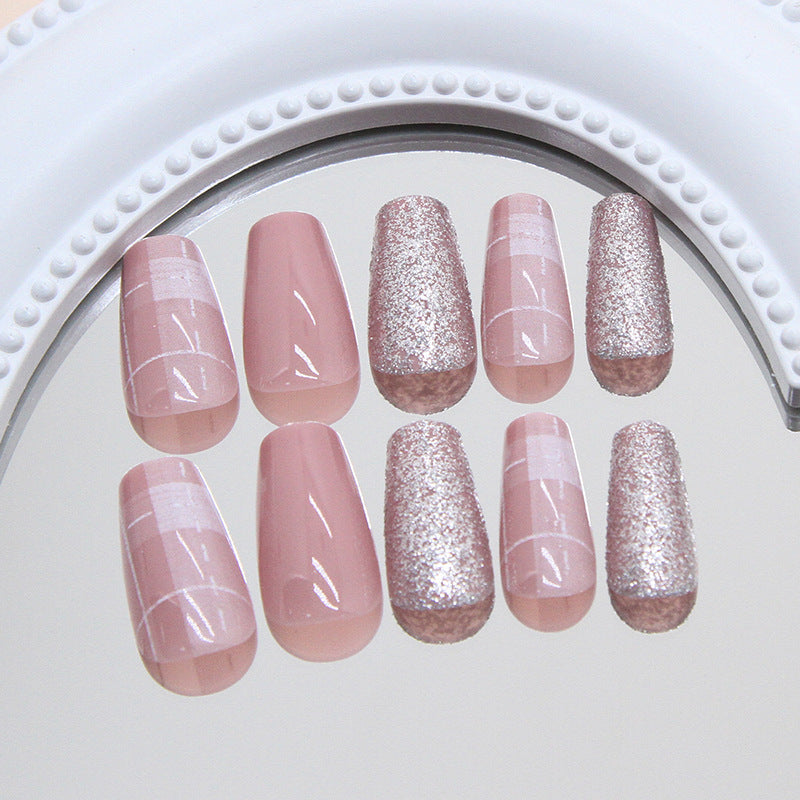 Nail 138 - Soft Blush Elegant Press-On Nails (24Pcs) - Free Nail Kit Included