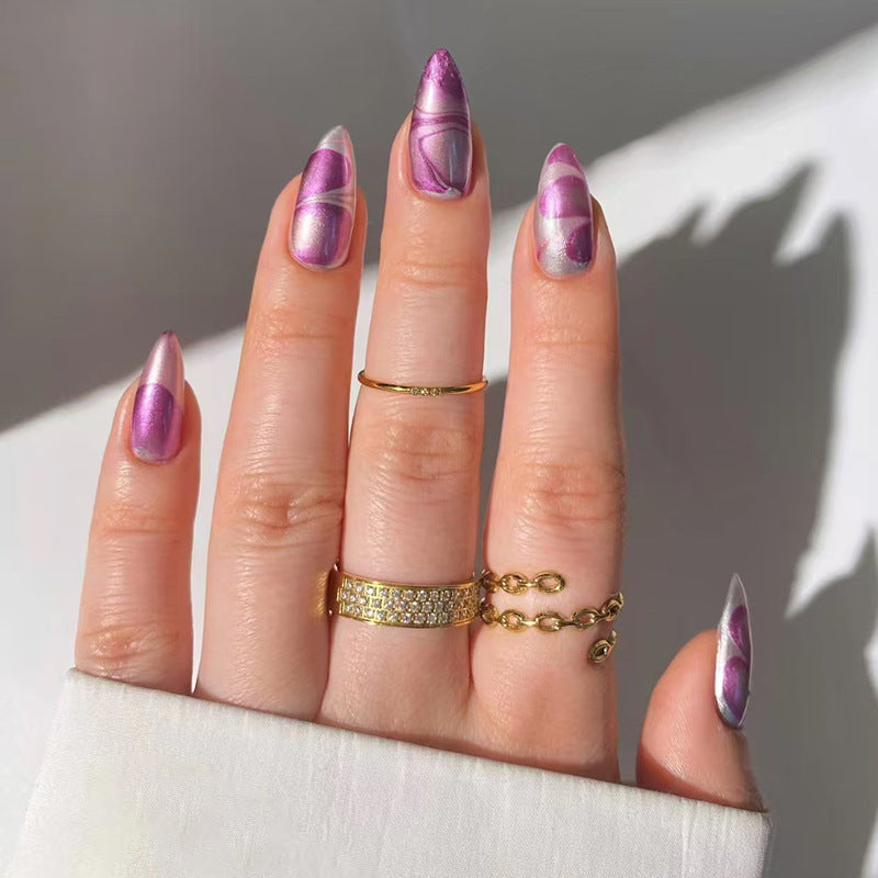 Nail 140 - Royal Swirl Press-On Nails (24Pcs) - Free Nail Kit Included