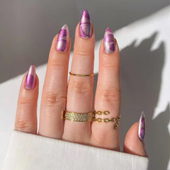 Nail 140 - Royal Swirl Press-On Nails (24Pcs) - Free Nail Kit Included