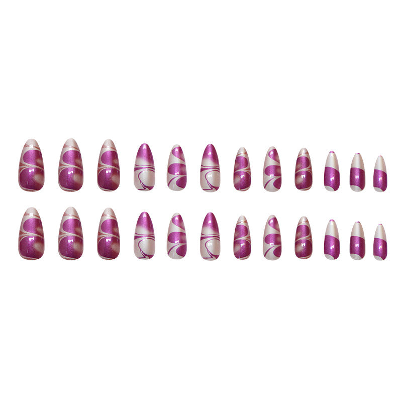 Nail 140 - Royal Swirl Press-On Nails (24Pcs) - Free Nail Kit Included