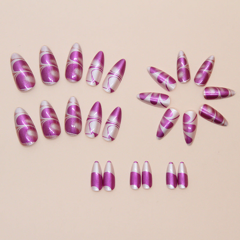 Nail 140 - Royal Swirl Press-On Nails (24Pcs) - Free Nail Kit Included