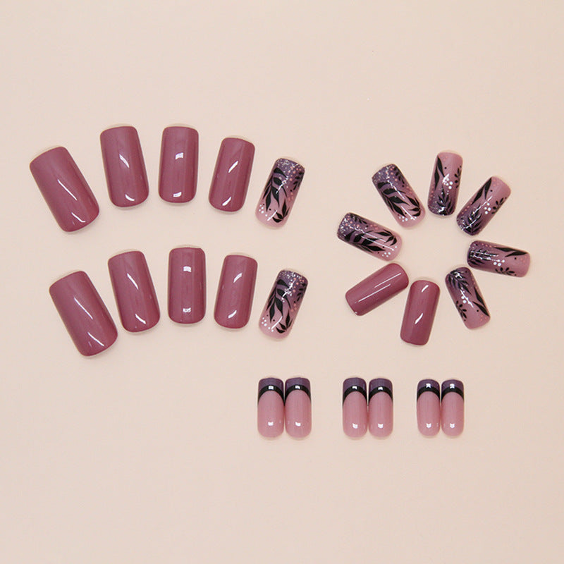 Nail 144 - Floral & Glitter Press-On Nails (24Pcs) - Free Nail Kit Included