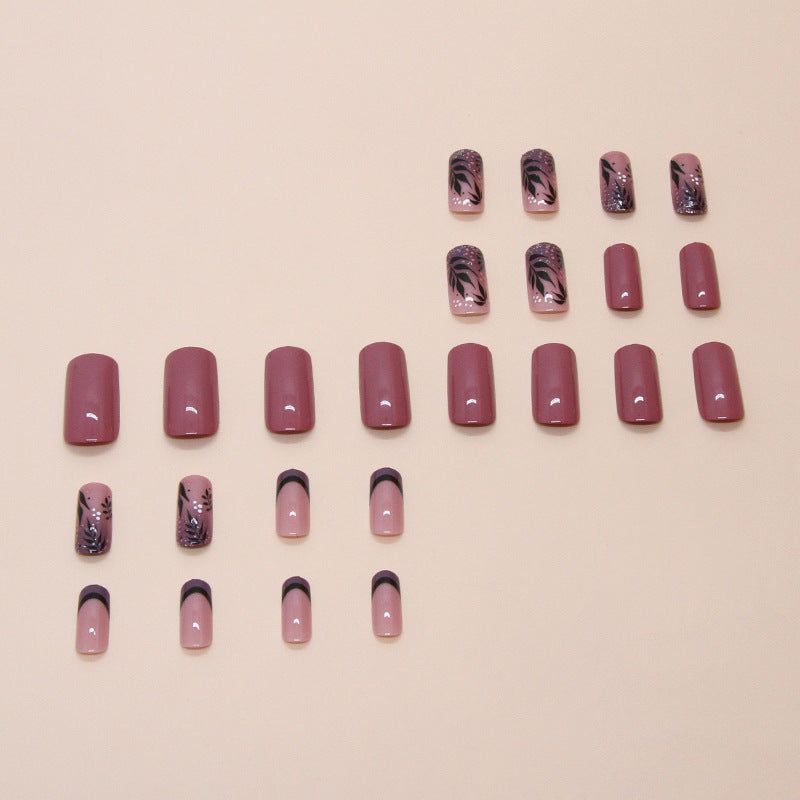 Nail 144 - Floral & Glitter Press-On Nails (24Pcs) - Free Nail Kit Included