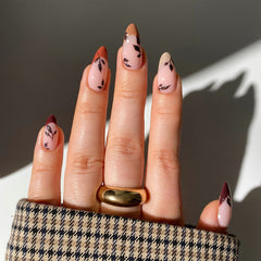 Nail 145 - Peach Bloom Floral (24Pcs) - Free Nail Kit Included