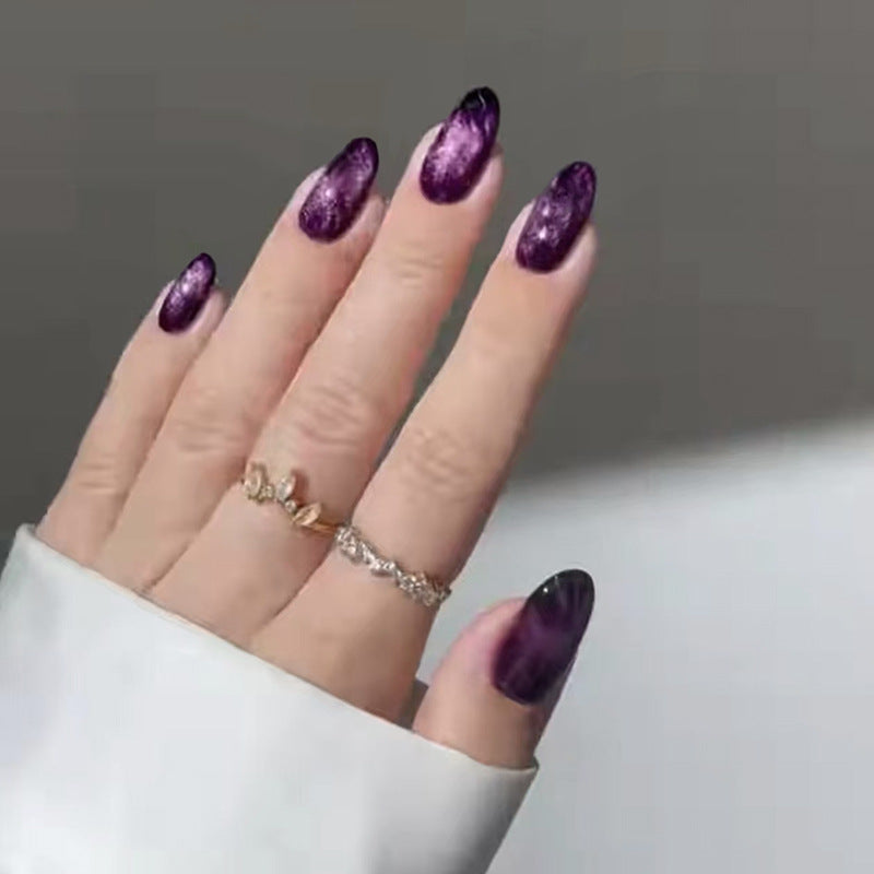 Nail 146 - Dark Plum Fantasy (24Pcs) - Free Nail Kit Included