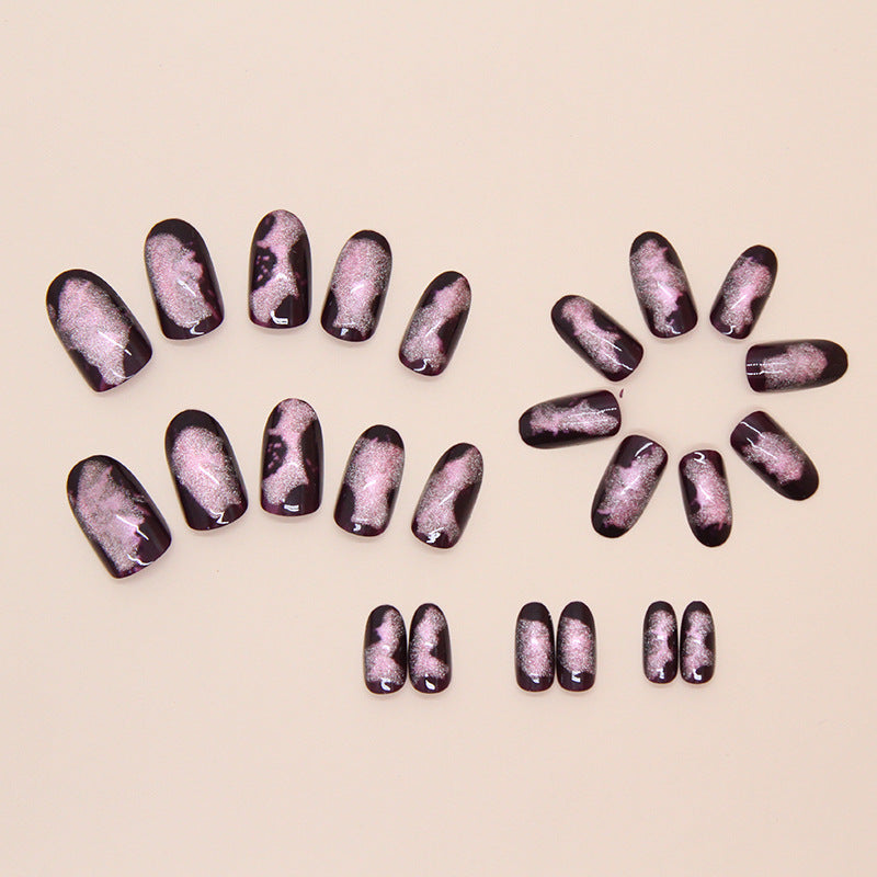 Nail 146 - Dark Plum Fantasy (24Pcs) - Free Nail Kit Included