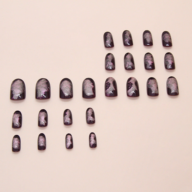 Nail 146 - Dark Plum Fantasy (24Pcs) - Free Nail Kit Included