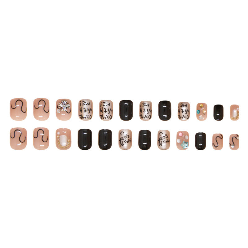 Nail 151 - Symbol & Script Press-On Nails (24Pcs) - Free Nail Kit Included
