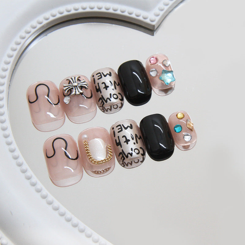Nail 151 - Symbol & Script Press-On Nails (24Pcs) - Free Nail Kit Included