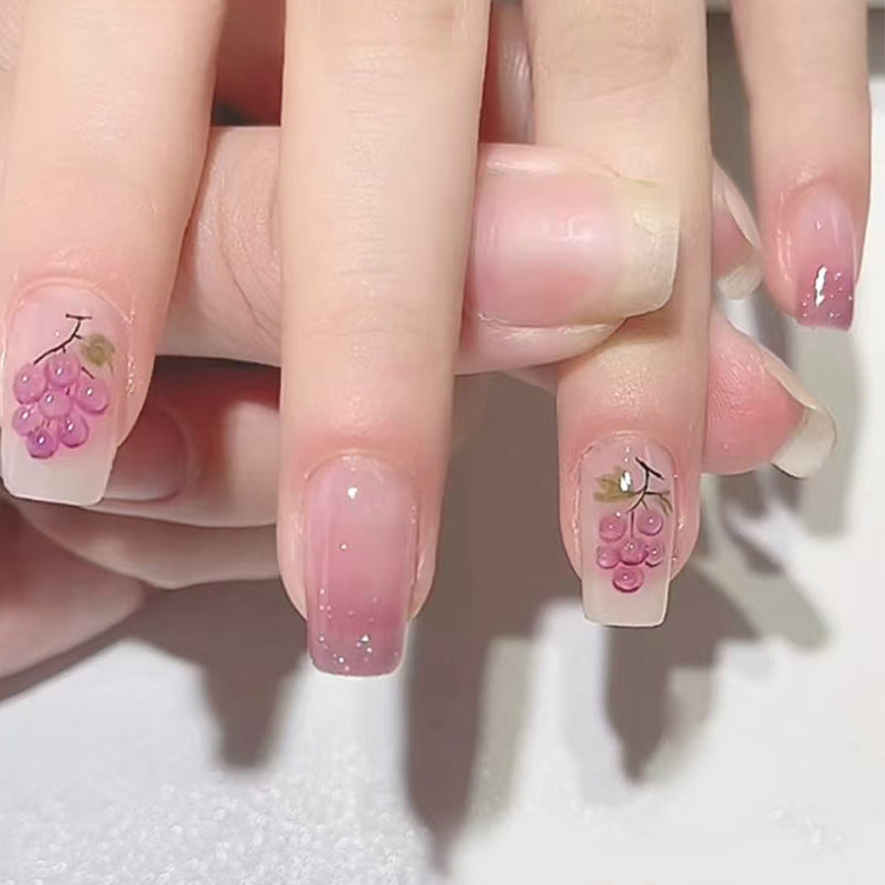 Nail 152 - Soft Pink & Grape (24Pcs) - Free Nail Kit Included