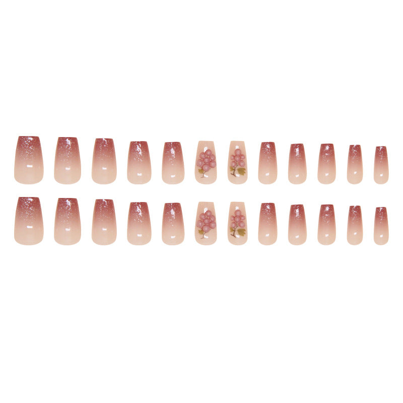 Nail 152 - Soft Pink & Grape (24Pcs) - Free Nail Kit Included