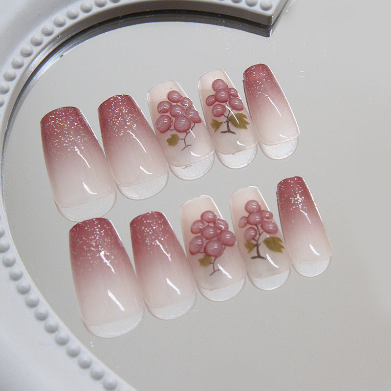 Nail 152 - Soft Pink & Grape (24Pcs) - Free Nail Kit Included