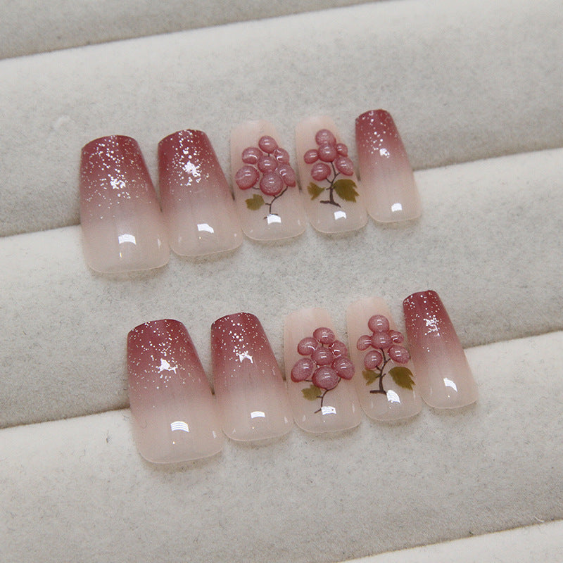 Nail 152 - Soft Pink & Grape (24Pcs) - Free Nail Kit Included