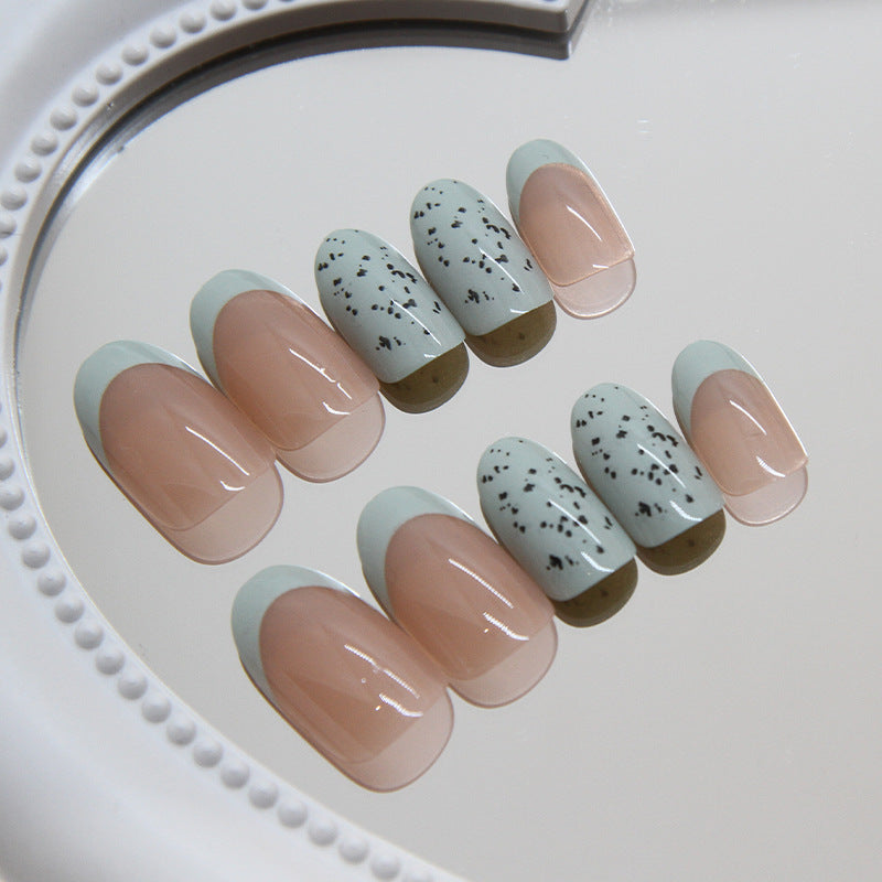 Nail 154 - Soft Peach & Mint Press-On Nails (24Pcs) - Free Nail Kit Included