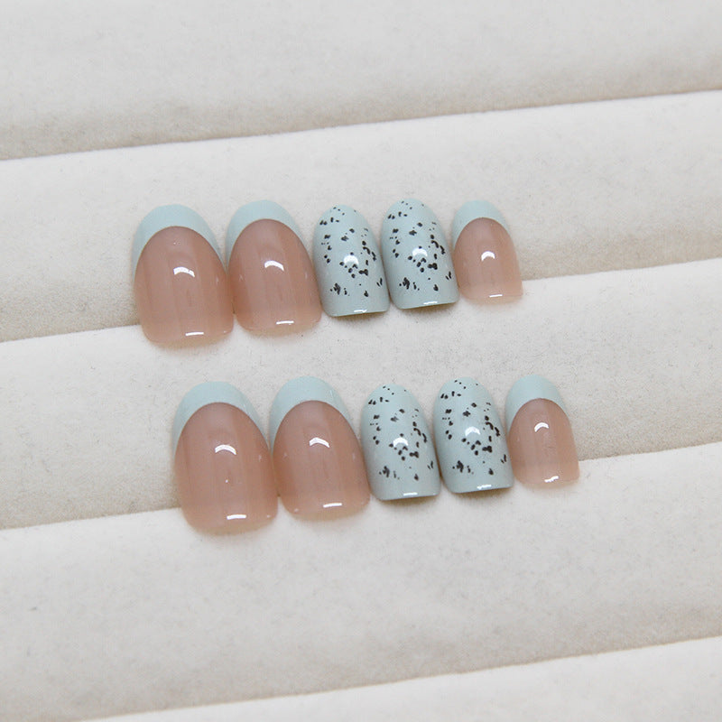 Nail 154 - Soft Peach & Mint Press-On Nails (24Pcs) - Free Nail Kit Included