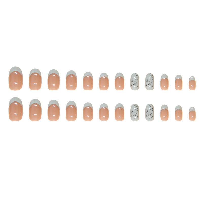 Nail 154 - Soft Peach & Mint Press-On Nails (24Pcs) - Free Nail Kit Included