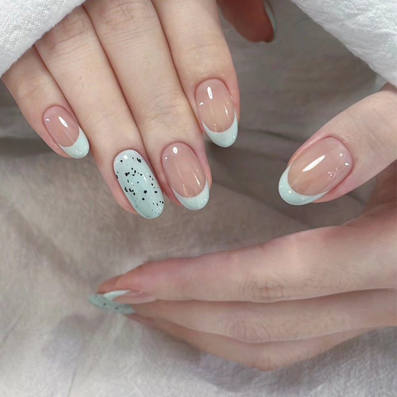 Nail 154 - Soft Peach & Mint Press-On Nails (24Pcs) - Free Nail Kit Included