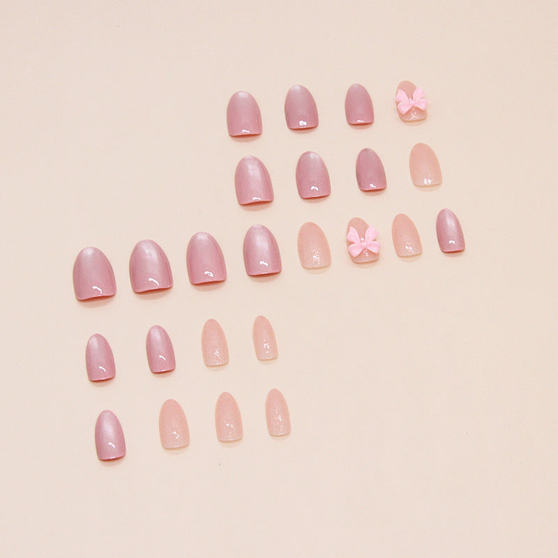 Nail 157 - 3D Bow Accents Press-On Nails (24Pcs) - Free Nail Kit Included
