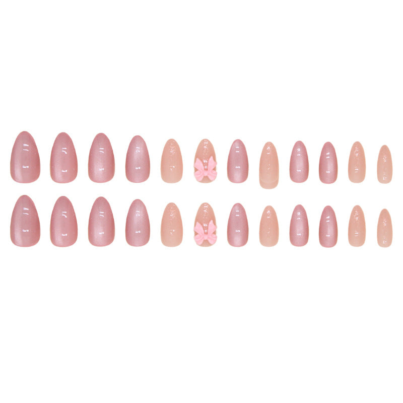 Nail 157 - 3D Bow Accents Press-On Nails (24Pcs) - Free Nail Kit Included