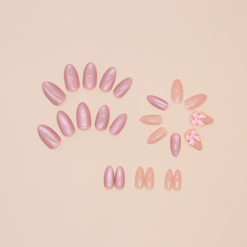 Nail 157 - 3D Bow Accents Press-On Nails (24Pcs) - Free Nail Kit Included