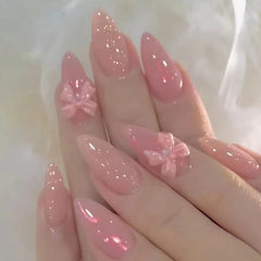 Nail 157 - 3D Bow Accents Press-On Nails (24Pcs) - Free Nail Kit Included