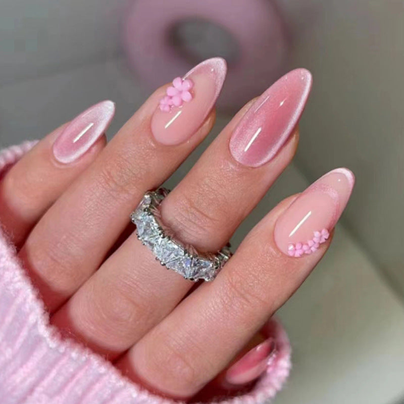 Nail 162 - Blossoming Beauty Press-On Nails (24Pcs) - Free Nail Kit Included