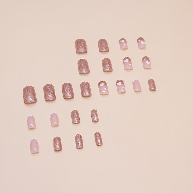 Nail 163 - Heartfelt Sparkle Press-On Nails (24Pcs) - Free Nail Kit Included