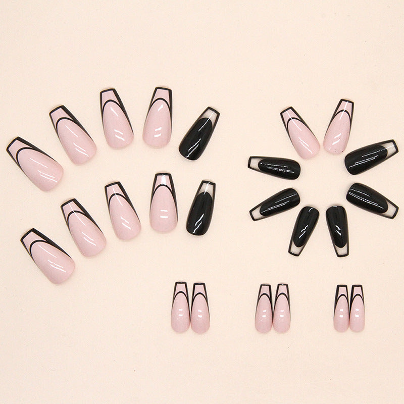 Nail 169 - Monochromatic Contrast Press-On Nails (24Pcs) - Free Nail Kit Included
