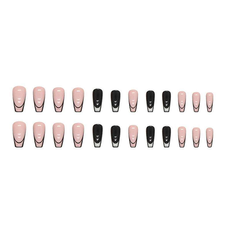 Nail 169 - Monochromatic Contrast Press-On Nails (24Pcs) - Free Nail Kit Included