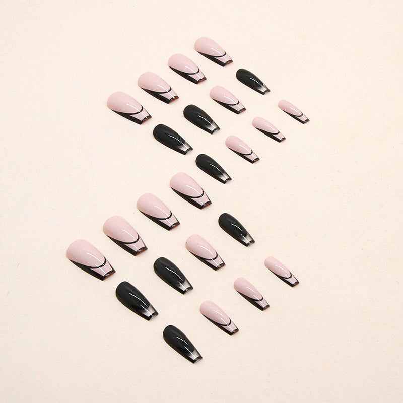 Nail 169 - Monochromatic Contrast Press-On Nails (24Pcs) - Free Nail Kit Included