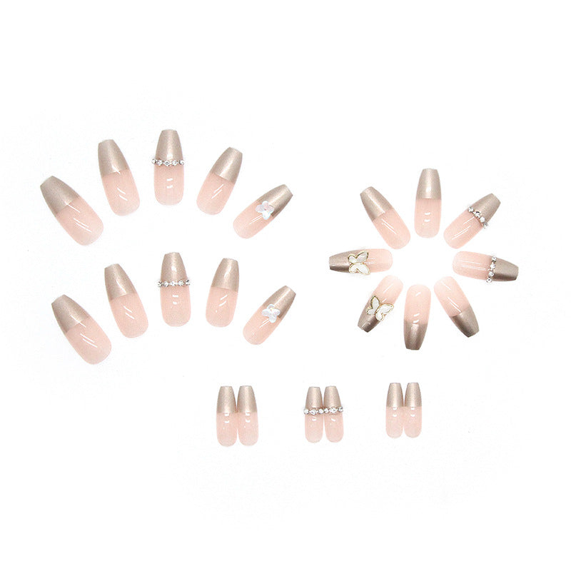 Nail 170 - Delicate Butterfly Press-On Nails (24Pcs) - Free Nail Kit Included