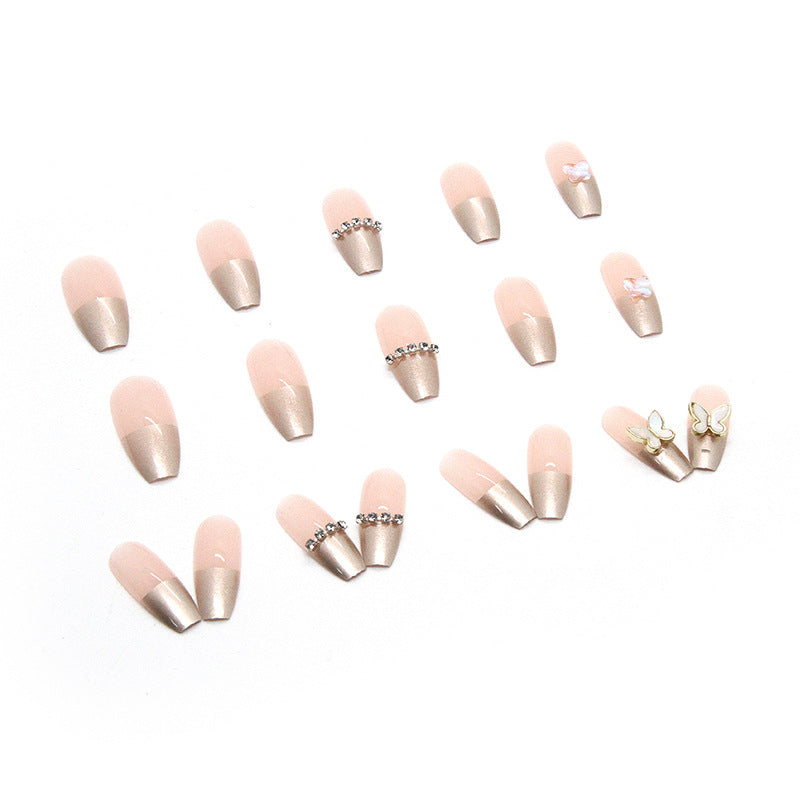 Nail 170 - Delicate Butterfly Press-On Nails (24Pcs) - Free Nail Kit Included
