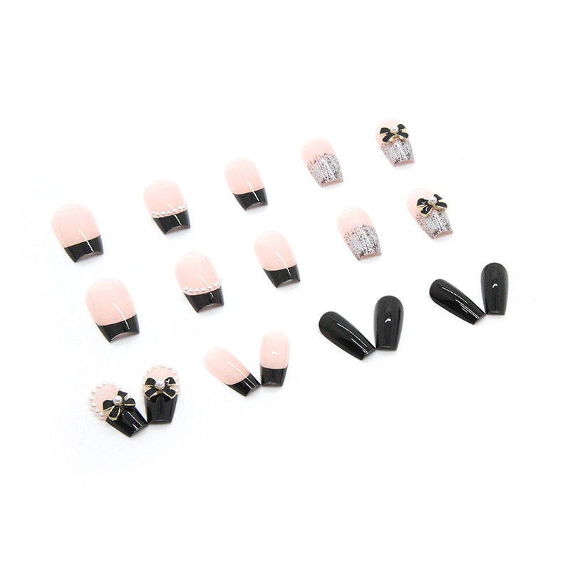Nail 171 - Elegant Contrasts Press-On Nails (24Pcs) - Free Nail Kit Included