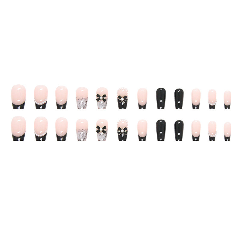 Nail 171 - Elegant Contrasts Press-On Nails (24Pcs) - Free Nail Kit Included