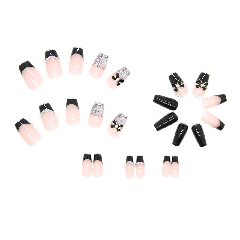 Nail 171 - Elegant Contrasts Press-On Nails (24Pcs) - Free Nail Kit Included
