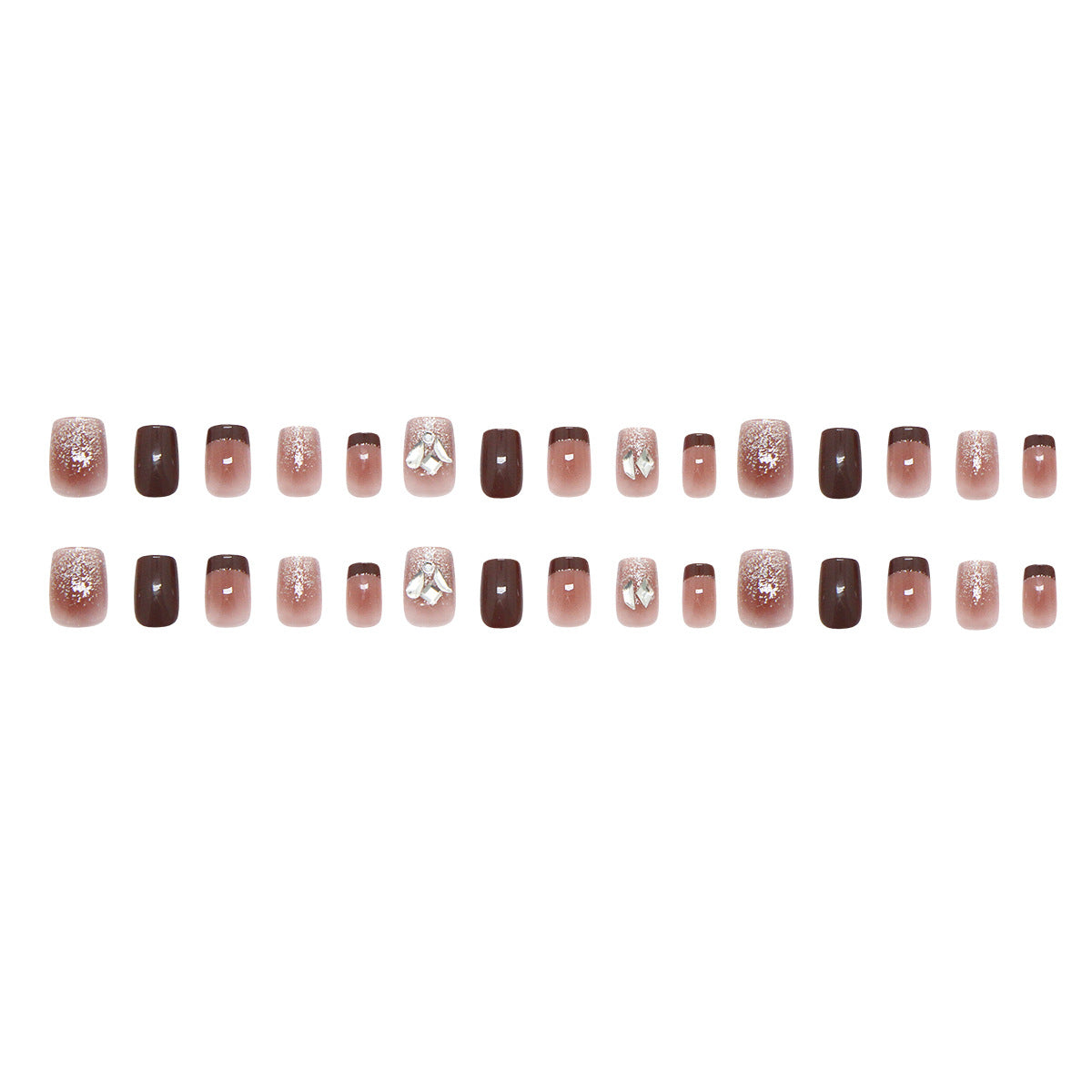 Nail 179 - Glitter & Charm Press-On Nails (24Pcs) - Free Nail Kit Included