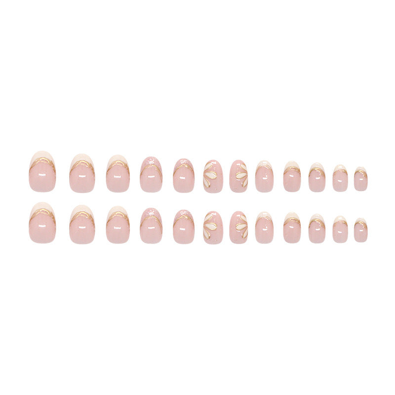 Nail 182 - Delicate Petals Press-On Nails (24Pcs) - Free Nail Kit Included