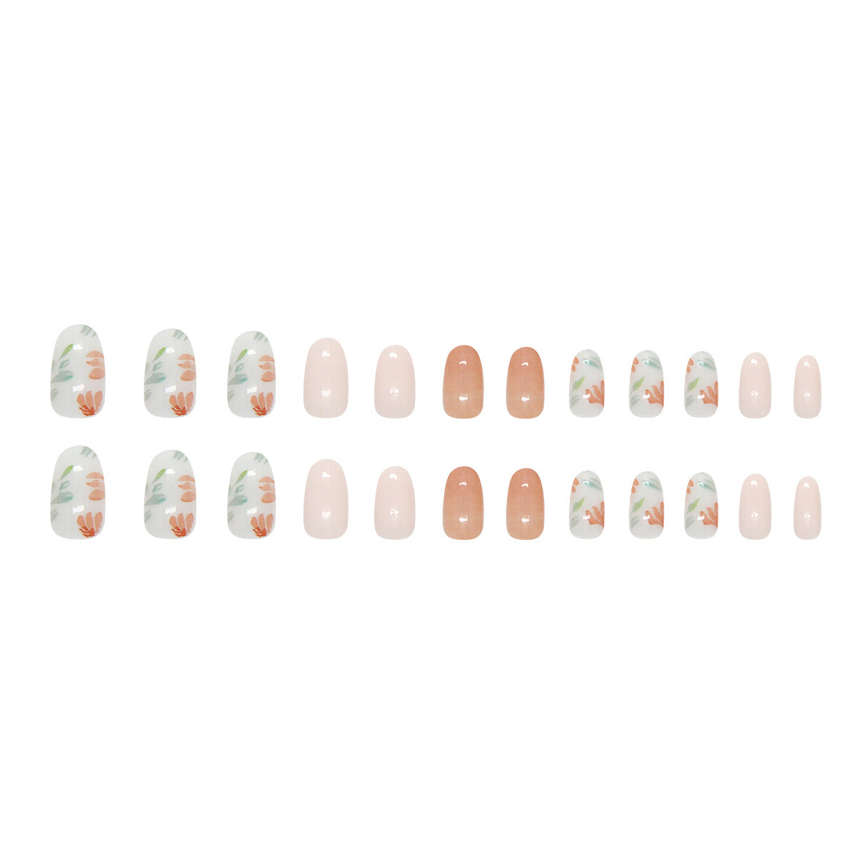 Nail 183 - Garden Hues Press-On Nails (24Pcs) - Free Nail Kit Included
