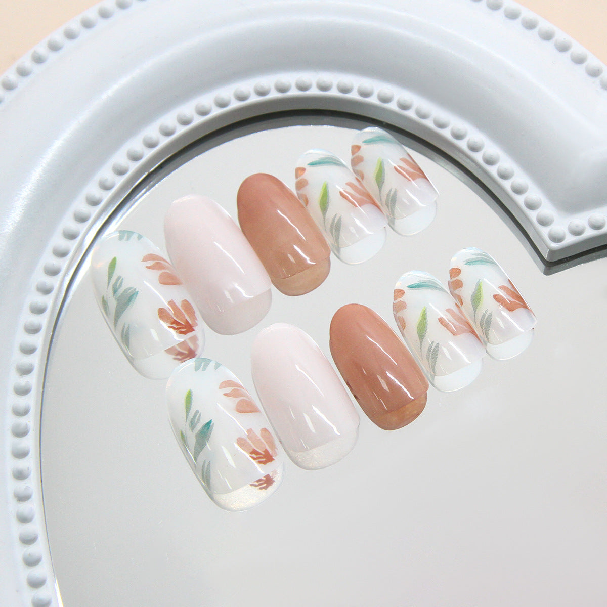 Nail 183 - Garden Hues Press-On Nails (24Pcs) - Free Nail Kit Included
