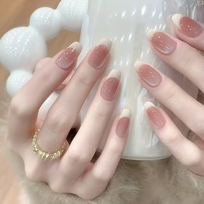 Nail 185 - Rosy Glow Tips Press-On Nails (24Pcs) - Free Nail Kit Included
