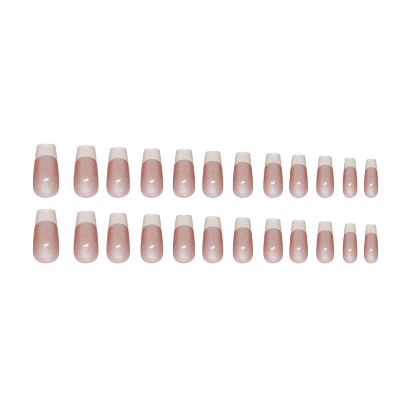 Nail 185 - Rosy Glow Tips Press-On Nails (24Pcs) - Free Nail Kit Included