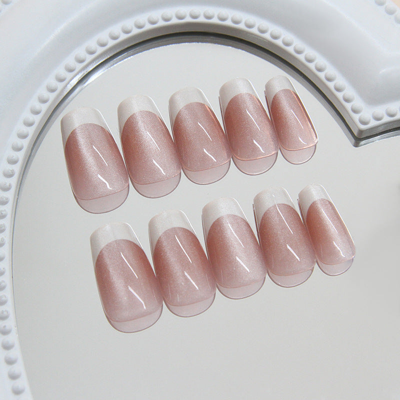Nail 185 - Rosy Glow Tips Press-On Nails (24Pcs) - Free Nail Kit Included