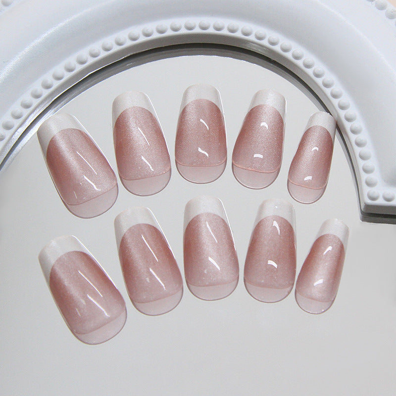 Nail 185 - Rosy Glow Tips Press-On Nails (24Pcs) - Free Nail Kit Included